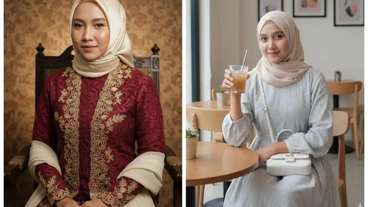 Daftar Prompt Edit Foto Cewek Berhijab Dari Pose Glamour Tradisional Sampai Potret Estetik di Cafe