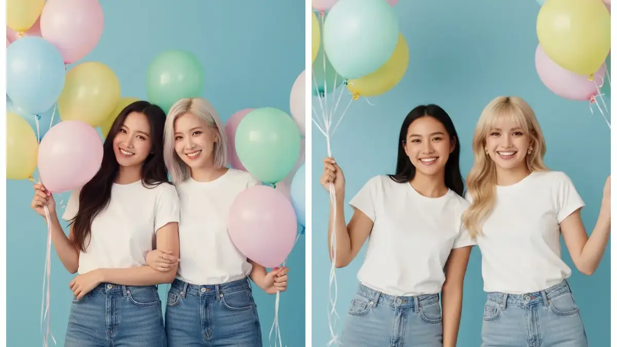 3 Prompt Edit Foto Bareng Bestie Ceria dengan Balon Warna-Warni