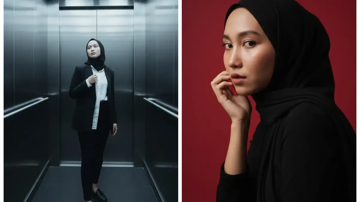 10 Prompt Edit Foto Wanita Berhijab Dari Sinematik di dalam Lift Sampai Jadi Model Majalah Besar