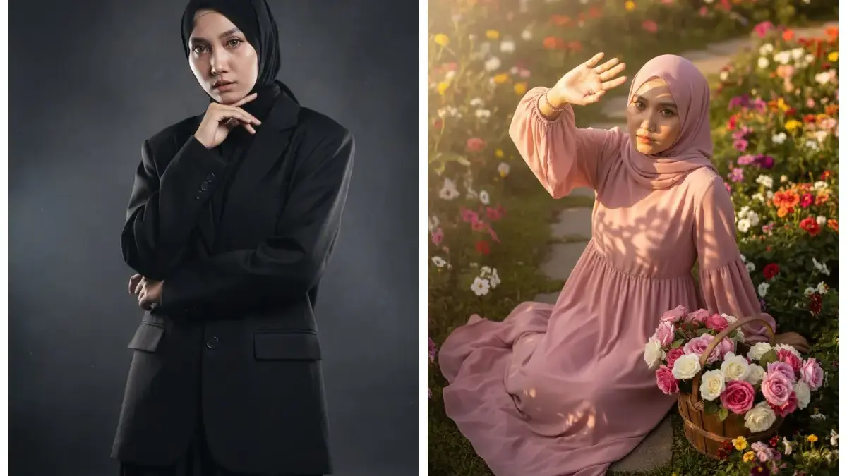 Kumpulan Prompt Edit Foto Hijaber Dari Jadi Berpose di Studio Profesional Hingga Jadi Cewek Aesthetic di Taman