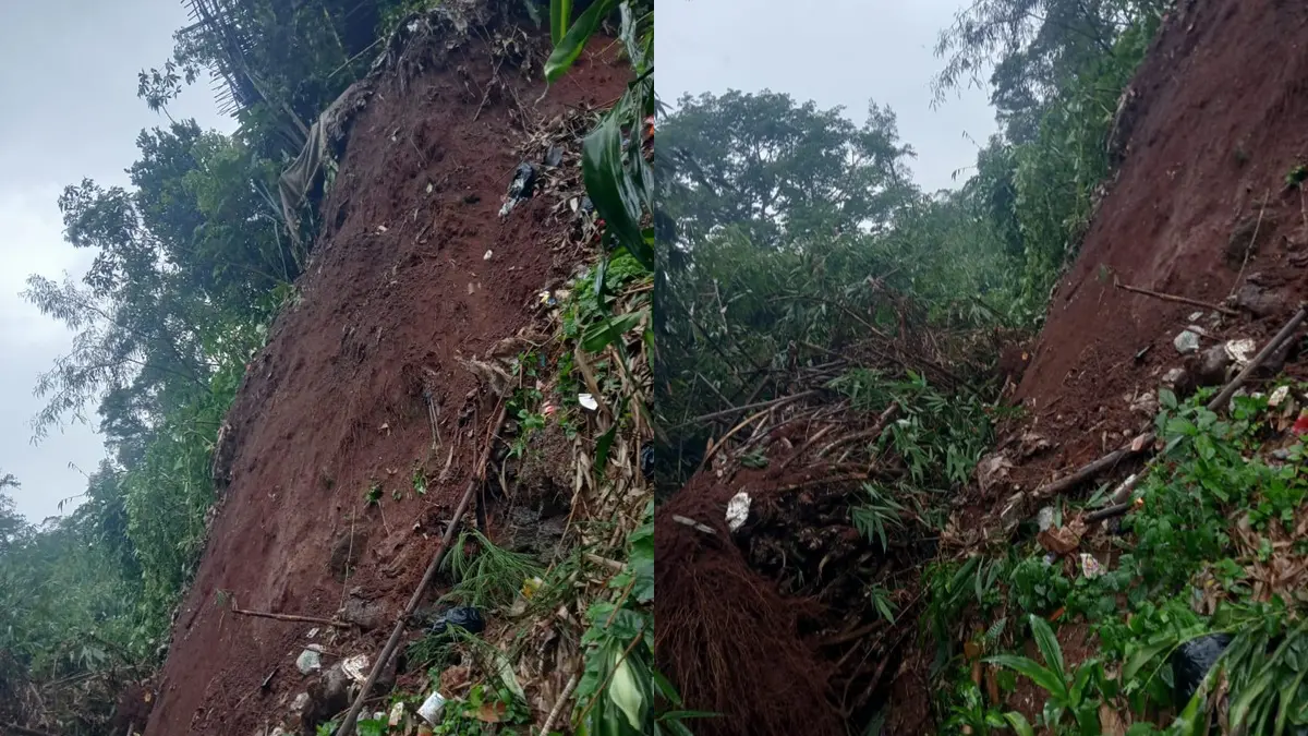 Tebing Setinggi 15 Meter Longsor di Ciherang, Satu Rumah Warga Terancam Tertimbun Tebing Setinggi 15 Meter Longsor di Ciherang, Satu Rumah Warga Terancam Tertimbun