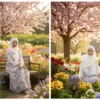 5 Prompt AI Edit Foto Momen Tenang di Taman Bunga, Senyum Lembut di Bawah Senja