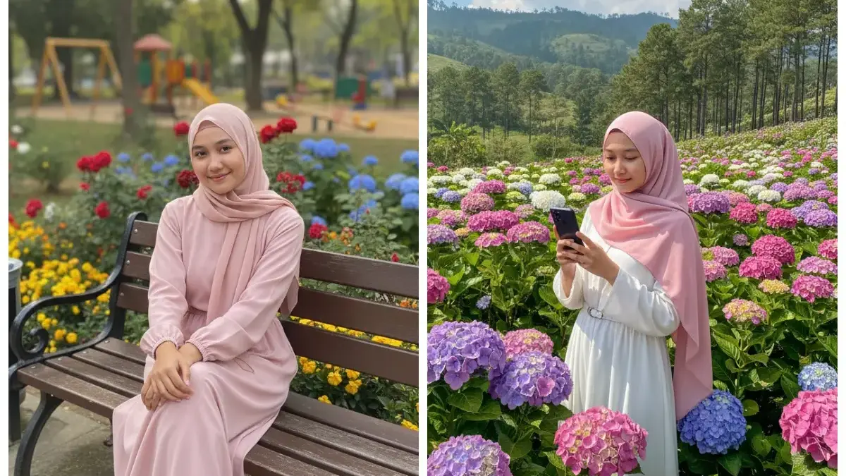 Senyum Hangat, Sejuk di Hati! Ini Prompt Edit Foto AI Cewe Tersenyum di Tengah Taman Bunga