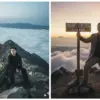 Edit Foto Sedang Beristirahat di Punggungan Gunung dengan Gemini AI: Kumpulan Prompt Tema Hiking
