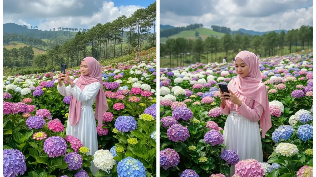Prompt Edit Foto AI Cewe di Tengah Taman Bunga Warna-warni, Pose Anggun dan Simpel Prompt Edit Foto AI Cewe di Tengah Taman Bunga Warna-warni, Pose Anggun dan Simpel