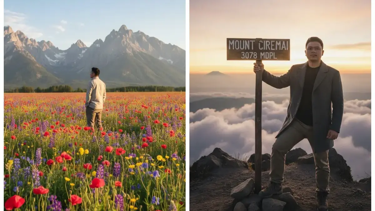 10 Prompt Gemini AI Tema Gunung, Ubah Foto Jadi Potret Indah di Padang Bunga Kaki Gunung