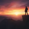 Edit Foto Siluet Dramatis di Tebing Gunung dengan Prompt Gemini AI yang Realistis