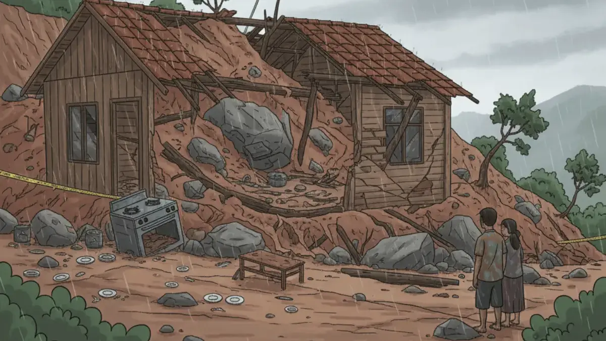 Hujan Deras Picu Longsor di Cisompet Garut, Dapur Rumah Warga Ambruk