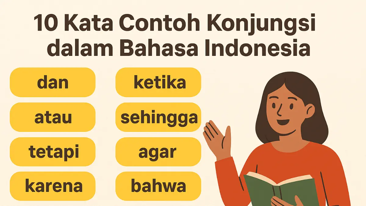 10 Kata Contoh Konjungsi dalam Bahasa Indonesia : dan, atau, tetapi, karena, jika, Ketika, sehingga
