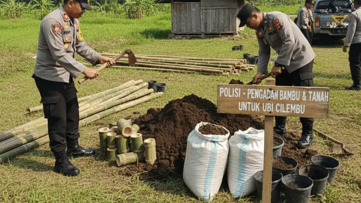 Bhabinkamtibmas Kebonjati Dorong Ketahanan Pangan Lewat Budidaya Ubi Cilembu dalam Polybag Bhabinkamtibmas Kebonjati Dorong Ketahanan Pangan Lewat Budidaya Ubi Cilembu dalam Polybag