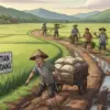 Petani Berjalan di Jalan Setapak